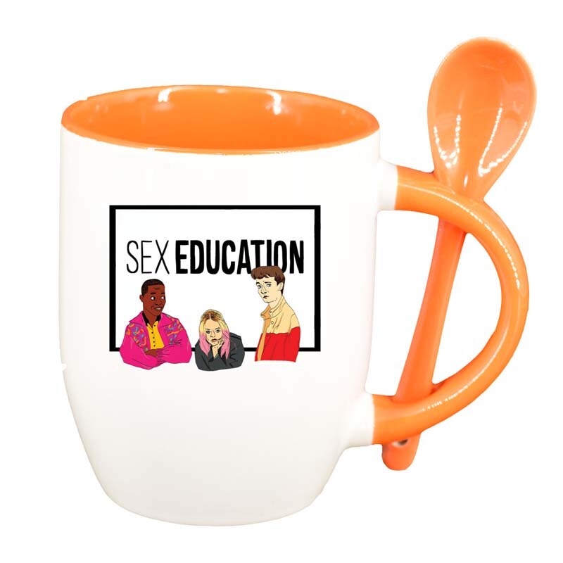 Cana Sex Education, Movie cu lingurita, interior portocaliu, 330ml, D1330