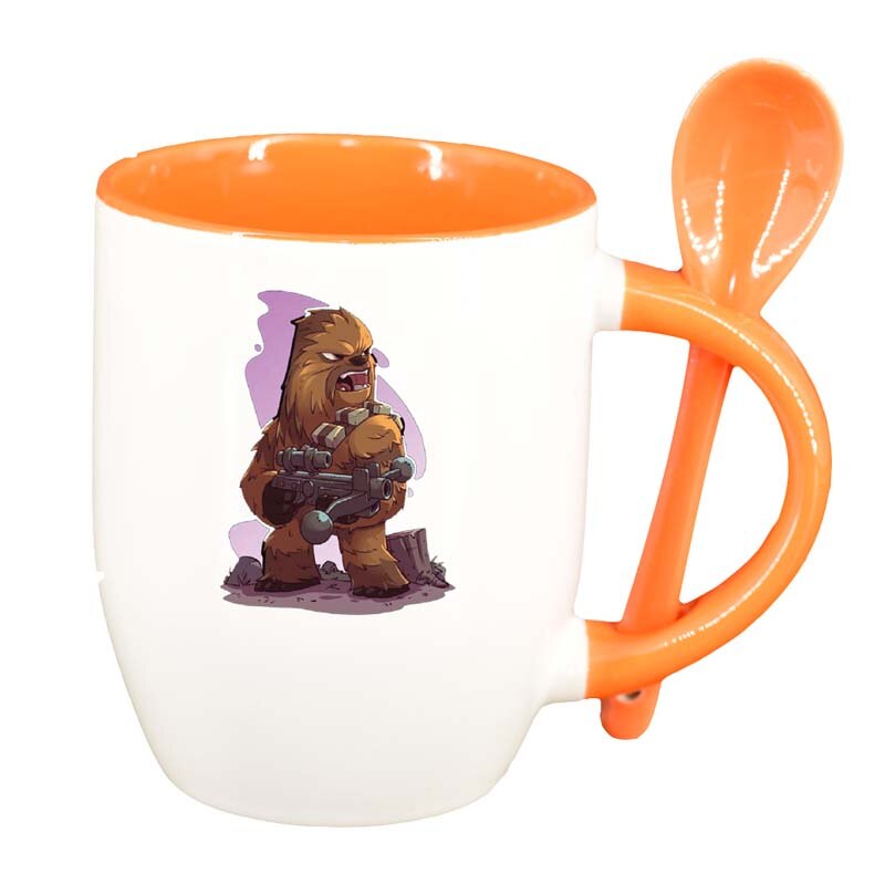 Cana Star Wars, Chewbacca cu lingurita, interior portocaliu, 330ml, D1321