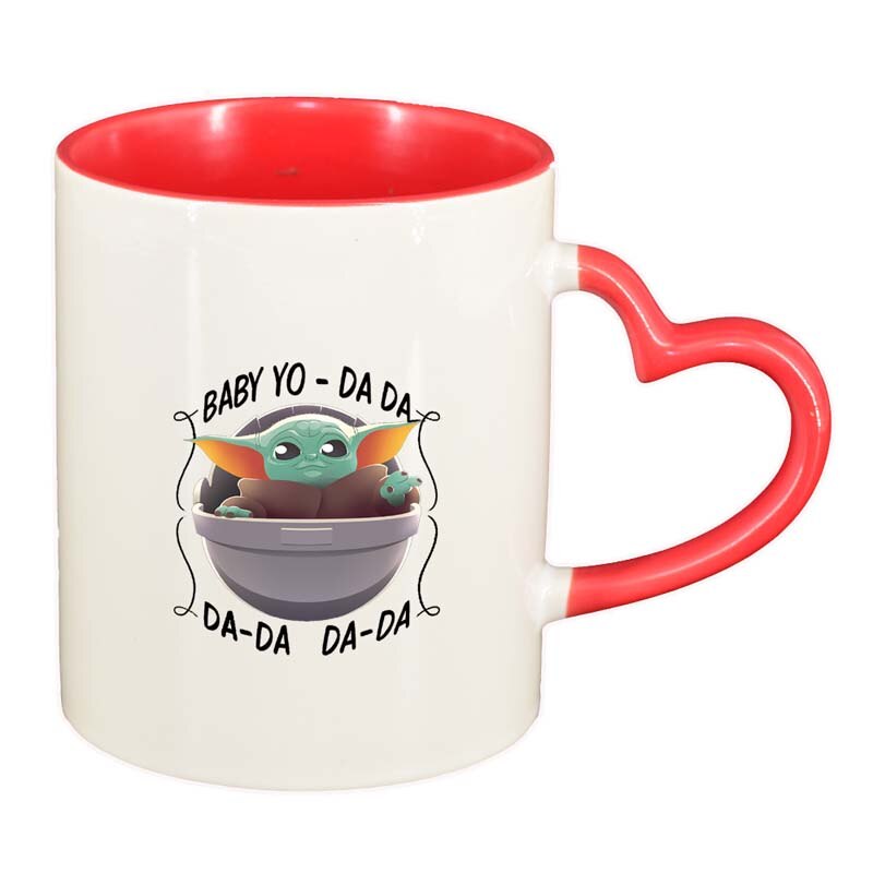 Cana Star Wars, Baby Yoda, interior rosu, maner inima, 330ml, D1320