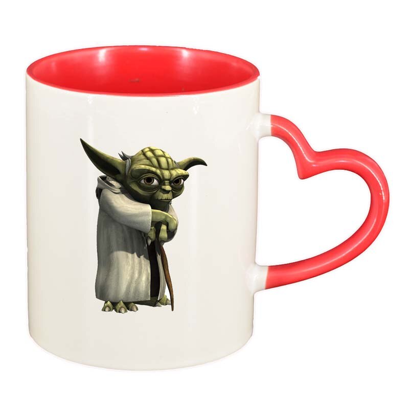 Cana Star Wars, Yoda, interior rosu, maner inima, 330ml, D1323