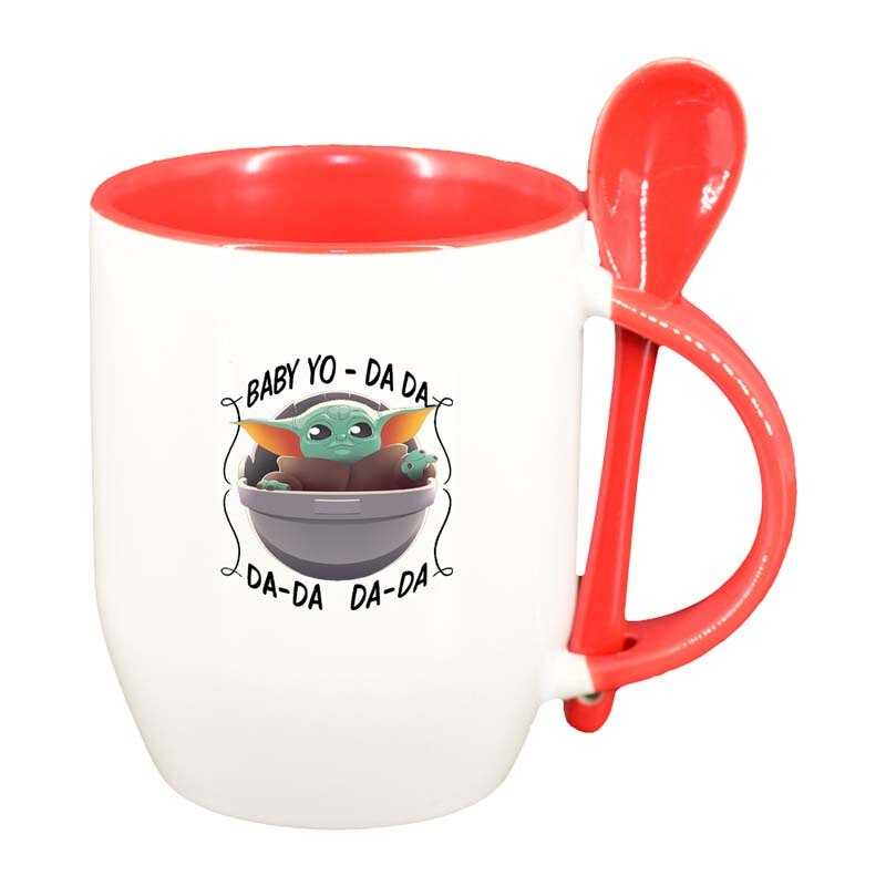 Cana Star Wars, Baby Yoda cu lingurita, interior rosu, 330ml, D1320