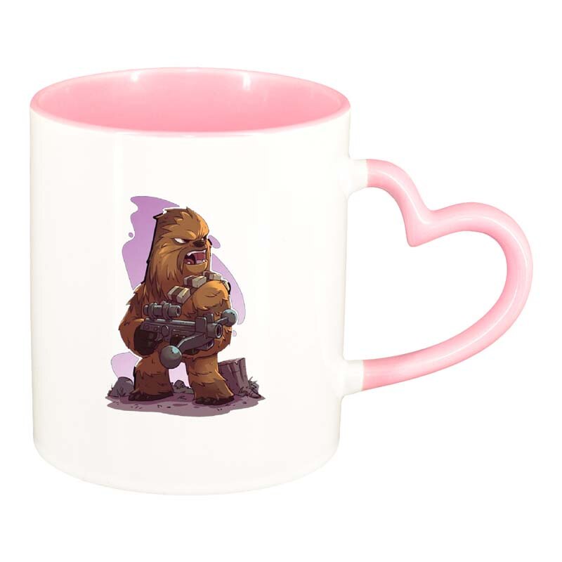Cana Star Wars, Chewbacca, interior roz, maner inima, 330ml, D1321