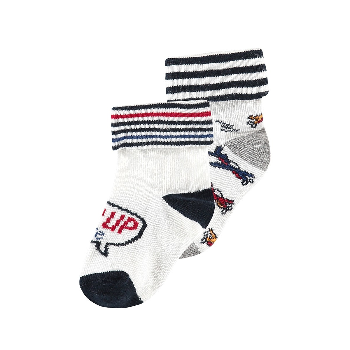 Set 2 perechi sosete bebe, bumbac, Noppies, Matawan, albe