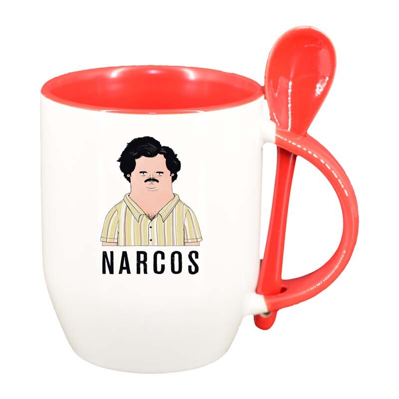 Cana Narcos - Pablo Escobar cu lingurita, interior rosu, 330ml, D1342