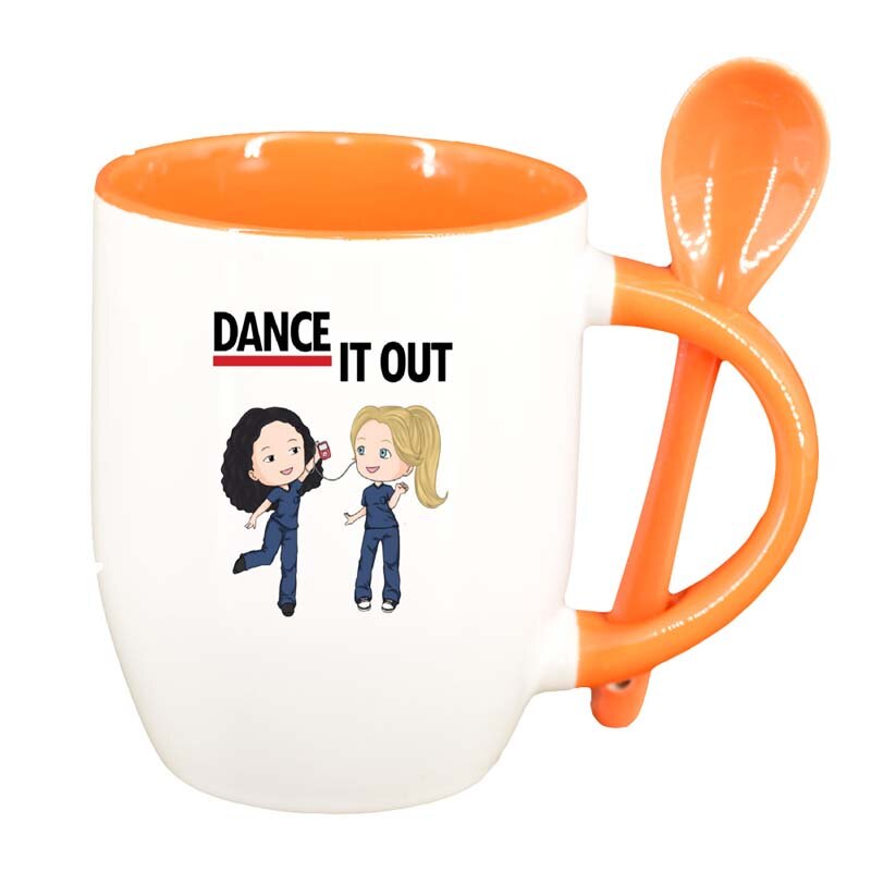 Cana Gray's Anatomy, Movie cu lingurita, interior portocaliu, 330ml, D1340