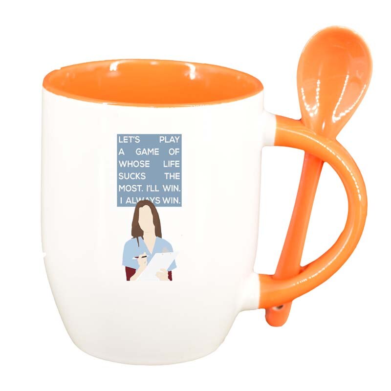 Cana Gray's Anatomy, Movie cu lingurita, interior portocaliu, 330ml, D1341