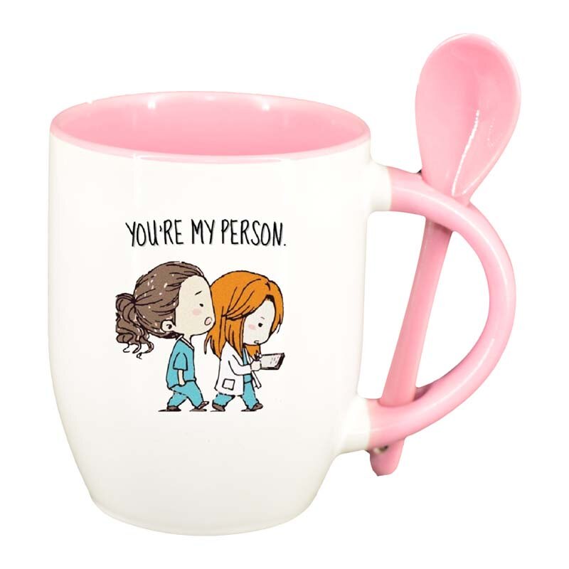 Cana Gray's Anatomy, Movie cu lingurita, interior roz, 330ml, D1338