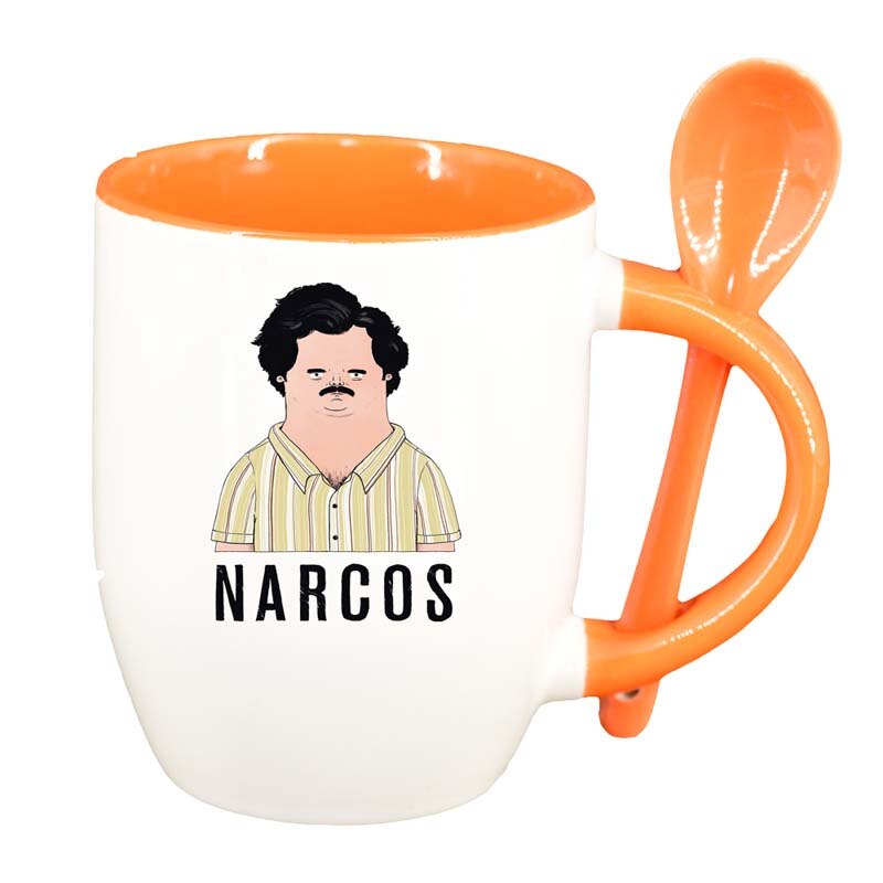 Cana Narcos - Pablo Escobar cu lingurita, interior portocaliu, 330ml, D1342