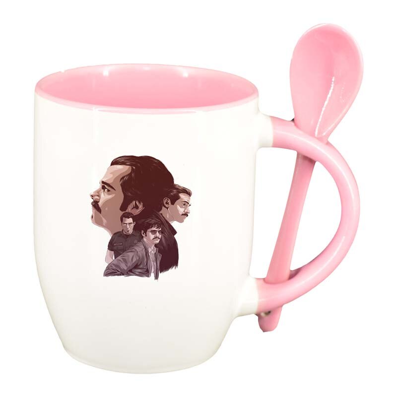 Cana Narcos - Pablo Escobar cu lingurita, interior roz, 330ml, D1346