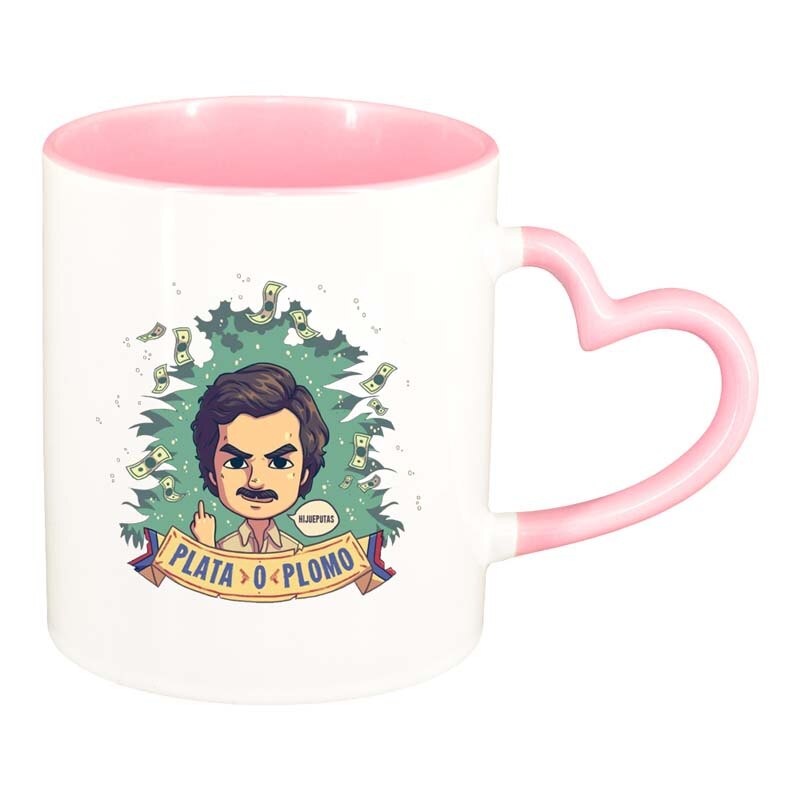 Cana Narcos - Pablo Escobar, interior roz, maner inima, 330ml, D1345