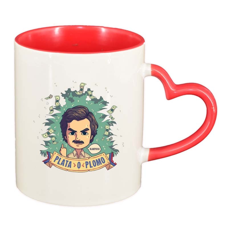 Cana Narcos - Pablo Escobar, interior rosu, maner inima, 330ml, D1345