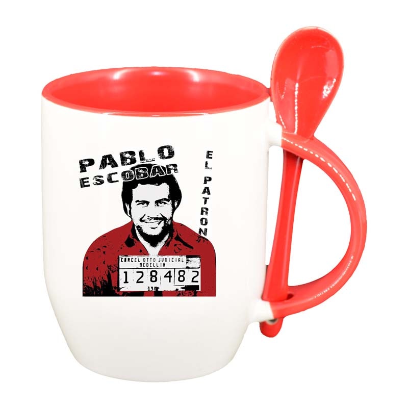 Cana Narcos - Pablo Escobar cu lingurita, interior rosu, 330ml, D1344