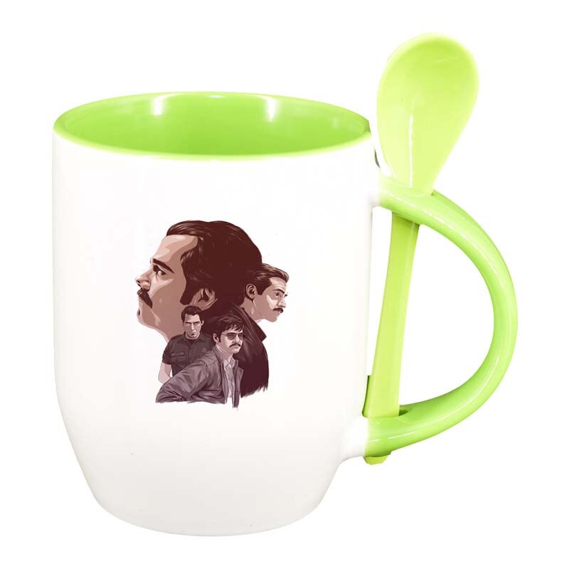 Cana Narcos - Pablo Escobar cu lingurita, interior verde deschis, 330ml, D1346