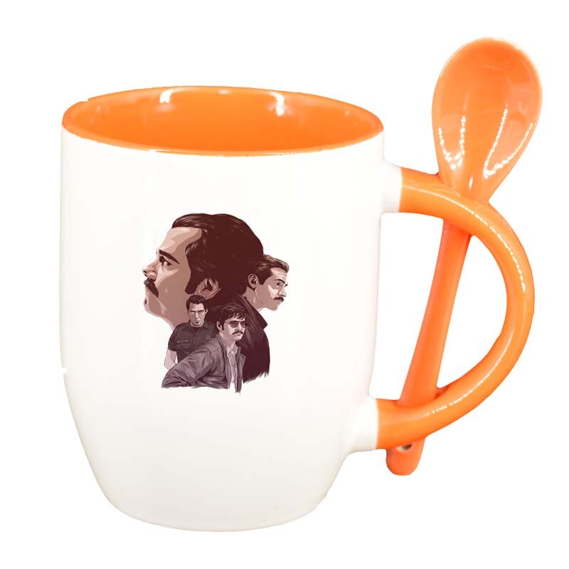 Cana Narcos - Pablo Escobar cu lingurita, interior portocaliu, 330ml, D1346