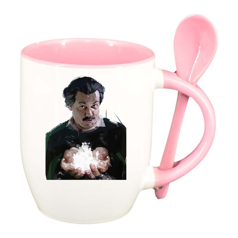 Cana Narcos - Pablo Escobar cu lingurita, interior roz, 330ml, D1347