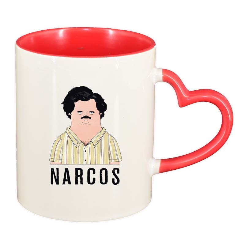 Cana Narcos - Pablo Escobar, interior rosu, maner inima, 330ml, D1342
