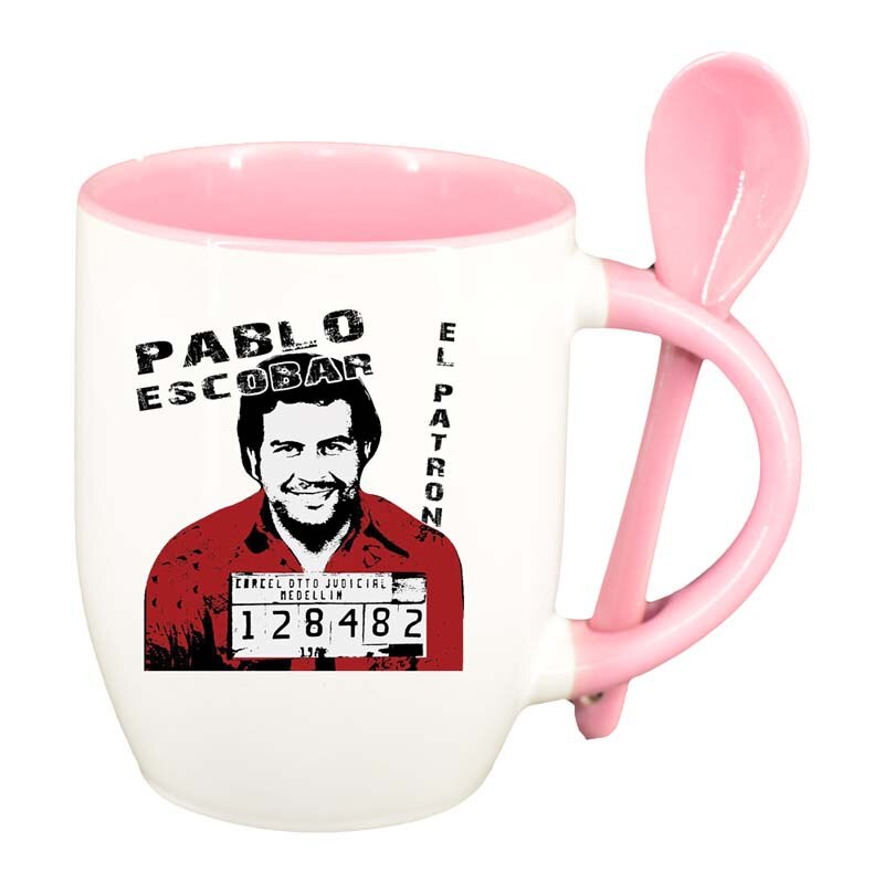 Cana Narcos - Pablo Escobar cu lingurita, interior roz, 330ml, D1344