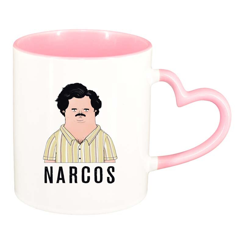 Cana Narcos - Pablo Escobar, interior roz, maner inima, 330ml, D1342