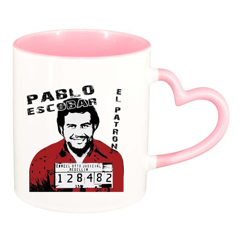 Cana Narcos - Pablo Escobar, interior roz, maner inima, 330ml, D1344