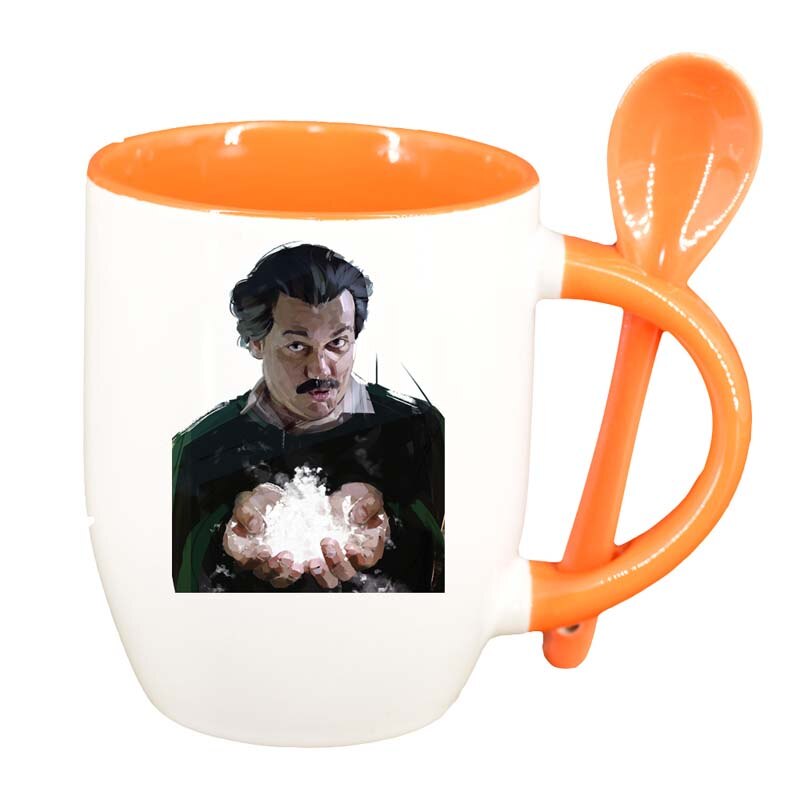 Cana Narcos - Pablo Escobar cu lingurita, interior portocaliu, 330ml, D1347