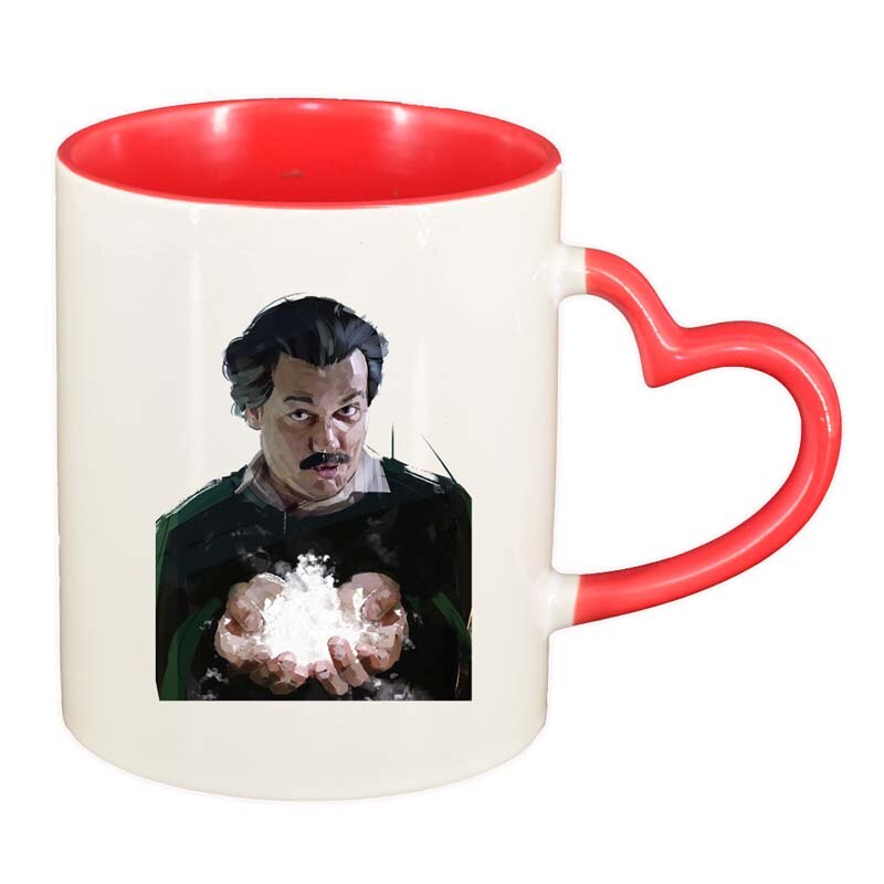 Cana Narcos - Pablo Escobar, interior rosu, maner inima, 330ml, D1347