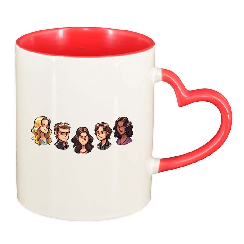 Cana Vampire Diaries, interior rosu, maner inima, 330ml, D1348