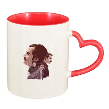 Cana Narcos - Pablo Escobar, interior rosu, maner inima, 330ml, D1346 Cana Narcos - Pablo Escobar, interior rosu, maner inima, 330ml, D1346