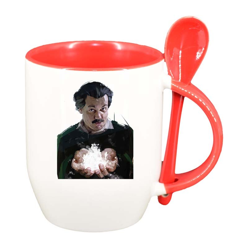 Cana Narcos - Pablo Escobar cu lingurita, interior rosu, 330ml, D1347