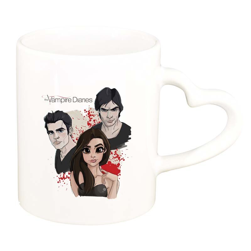 Cana Vampire Diaries, alb, maner inima, 330ml, D1349