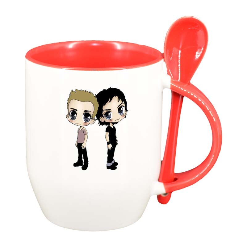 Cana Vampire Diaries cu lingurita, interior rosu, 330ml, D1350