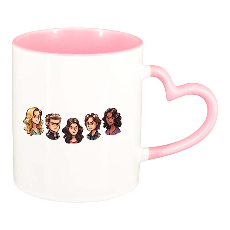 Cana Vampire Diaries, interior roz, maner inima, 330ml, D1348