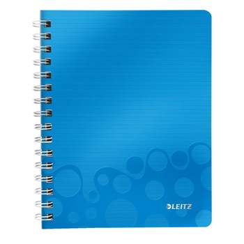 Caiet de birou cu spira, matematica, Albastru metalizat WOW, PP, A5 Caiet de birou cu spira, matematica, Albastru metalizat WOW, PP, A5