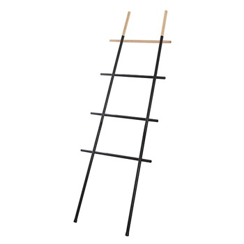Suport vertical pentru prosoape tip scara, negru, otel si lemn, h 170 cm Suport vertical pentru prosoape tip scara, negru, otel si lemn, h 170 cm