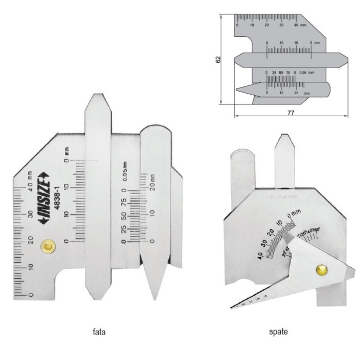 Calibru de control pentru sudura, Insize