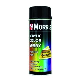 Spray Color Acrilic negru, RAL 9005, 400 ml, Morris, pentru suprafete din lemn, metal, aluminiu, sticla, piatra si diferite mase plastice Spray Color Acrilic negru, RAL 9005, 400 ml, Morris, pentru suprafete din lemn, metal, aluminiu, sticla, piatra si diferite mase plastice