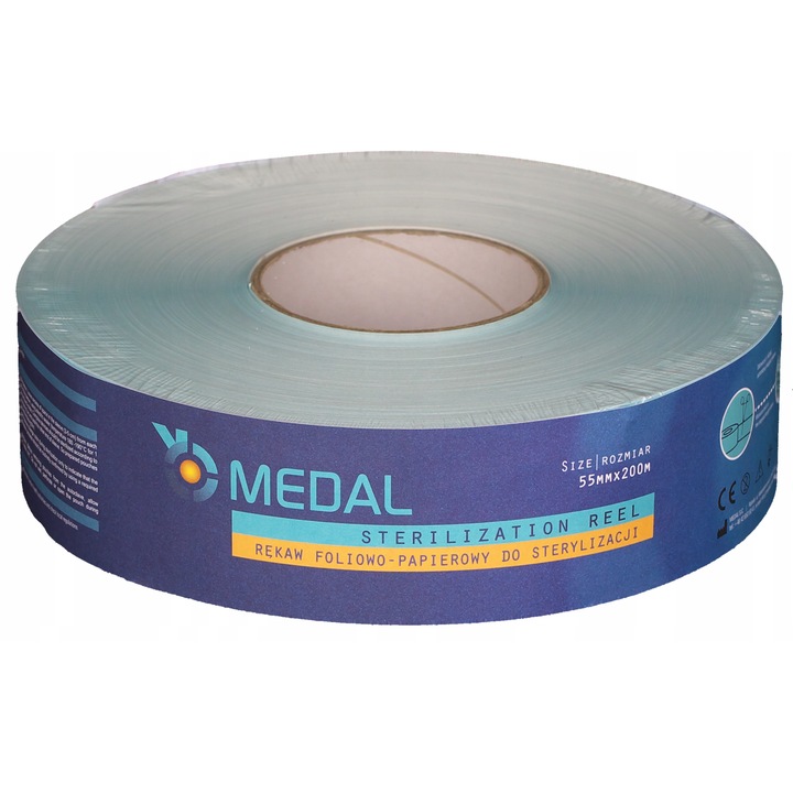 Rola pungi de sterilizare autoadezive pentru sterilizarea cu abur in autoclav, 55mm x 200m