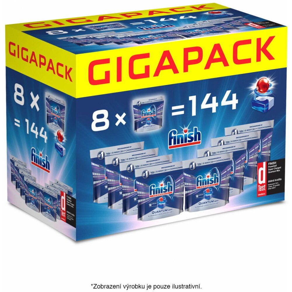 Pachet 144 tablete Detergent Vase Finish Quantum Max, pentru masina de spalat vase