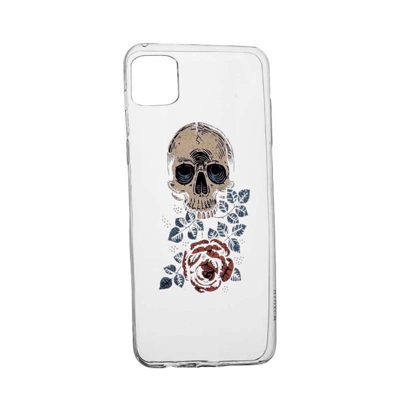 Husa Silicon Skull, Rose, Compatibila cu Apple iPhone 13, rezistenta la uzura, anti-alunecare, 251