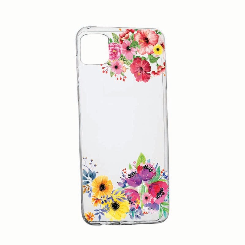 Husa Silicon Compatibila cu Apple iPhone 13 Mini, Flowers, rezistenta la uzura, anti-alunecare, 56