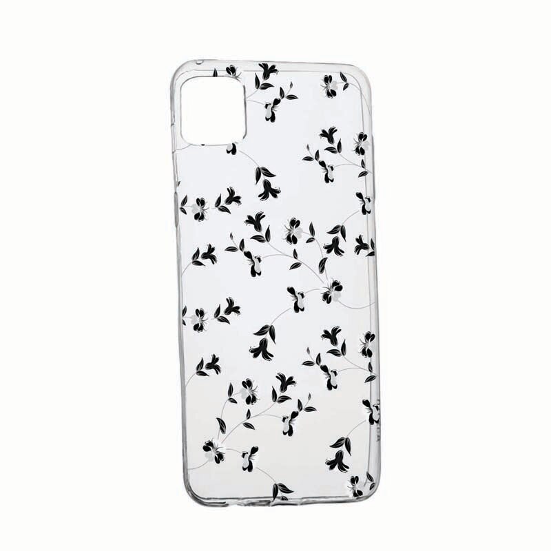 Husa Silicon Compatibila cu Samsung Galaxy A22 4G, Black Flower, rezistenta la uzura, anti-alunecare, 128