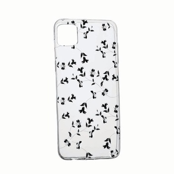 Husa Silicon Compatibila cu Samsung Galaxy A22 4G, Black Flower, rezistenta la uzura, anti-alunecare, 128 Husa Silicon Compatibila cu Samsung Galaxy A22 4G, Black Flower, rezistenta la uzura, anti-alunecare, 128