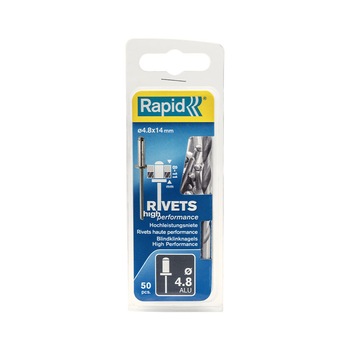 Nituri Rapid High Performance diametru 4.8mm x 14mm, aluminiu, burghiu metal inclus, 50 buc/set 5000389 Nituri Rapid High Performance diametru 4.8mm x 14mm, aluminiu, burghiu metal inclus, 50 buc/set 5000389