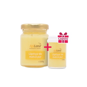 Pachet Laptisor de matca pur conventional ApiLand 100g + 25g GRATUIT Pachet Laptisor de matca pur conventional ApiLand 100g + 25g GRATUIT