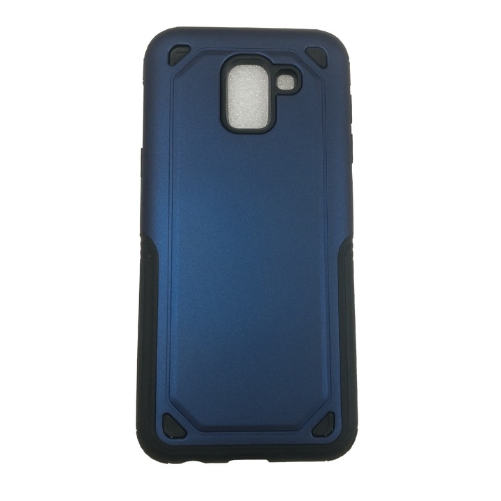 Husa de protectie, compatibila cu Samsung Galaxy A6 2018, silicon cu policarbonat, Albastru, carcasa antisoc