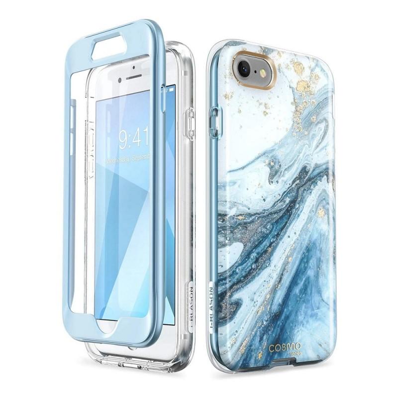 Carcasa stylish Supcase Cosmo iPhone 7/8/SE (2020) cu protectie display, Blue