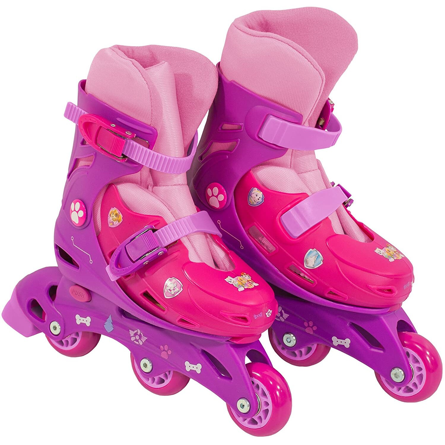 Role pentru copii cu 3 roti Saica 2231 Paw Patrol Girl, marime reglabila 31-34, roti interschimbabile, frana de picior