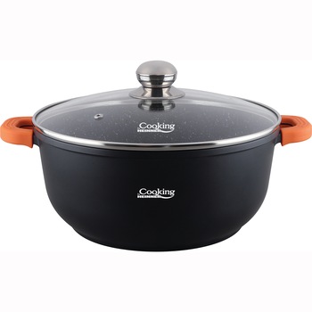 Semioala din aluminiu turnat si capac Dark Line, inductie, 40x17.5 cm, 18.5 L Semioala din aluminiu turnat si capac Dark Line, inductie, 40x17.5 cm, 18.5 L