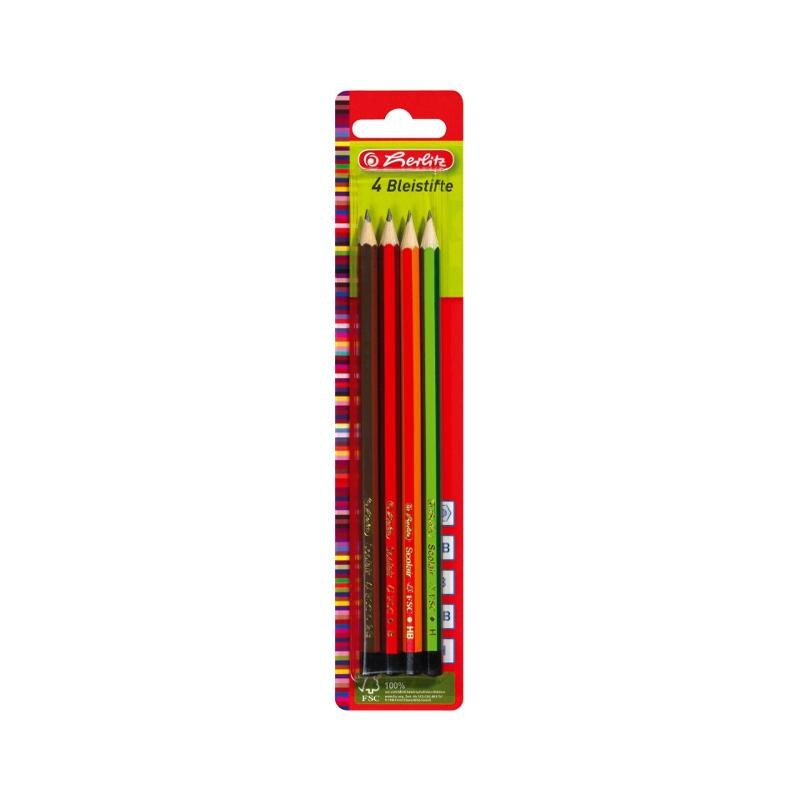 Creion grafit set 4 buc/blister, Herlitz
