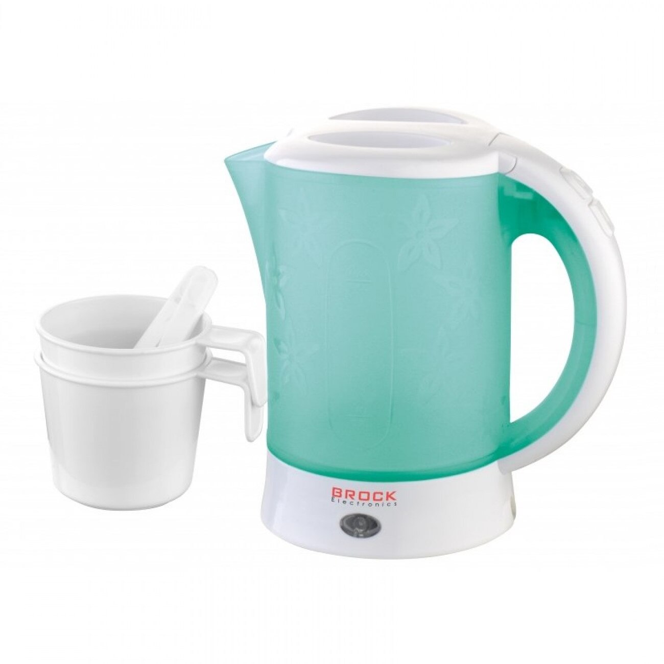 Fierbator electric pentru calatorie Brock Electronics WK 0902 GR, 650W, 0.6l, Alb/Albastru