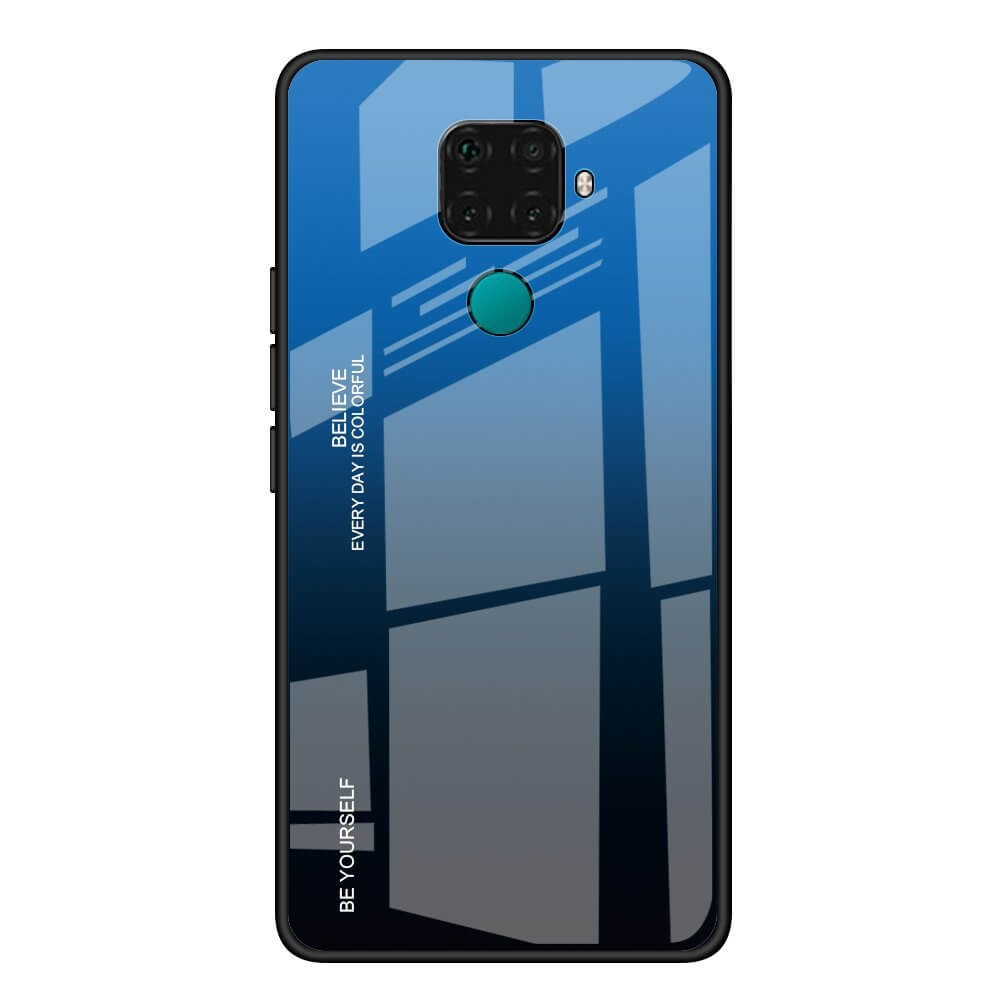 Husa Huawei Mate 30 Lite, Spate din Sticla Securizata, Gradient, Albastru